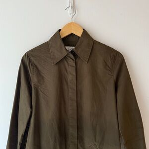 COS Olive Green Embroidered Button-Up Shirt